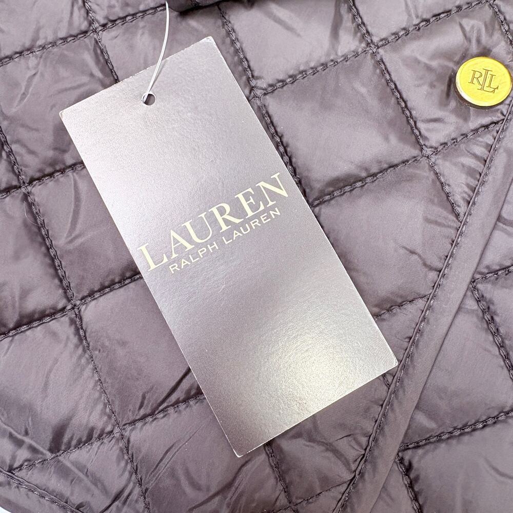NWT Lauren Ralph Lauren Black Quilted Barn Jacket Gold Snap Equestrian Coat - Picture 6 of 12